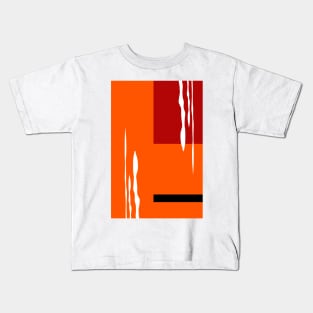 Orange, red and black eighties style abstract Kids T-Shirt